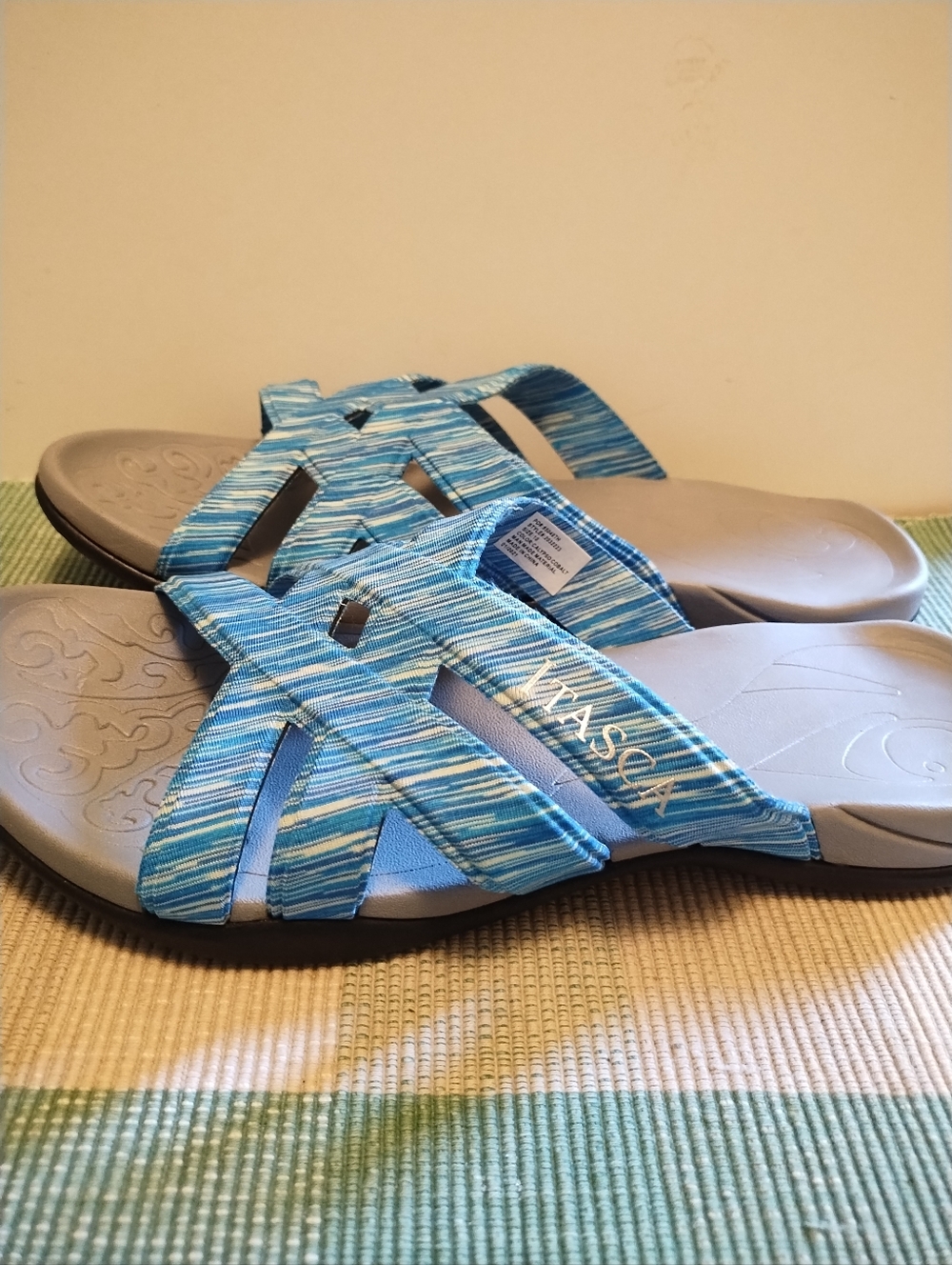 Itasca Blue Striped Slide Sandals